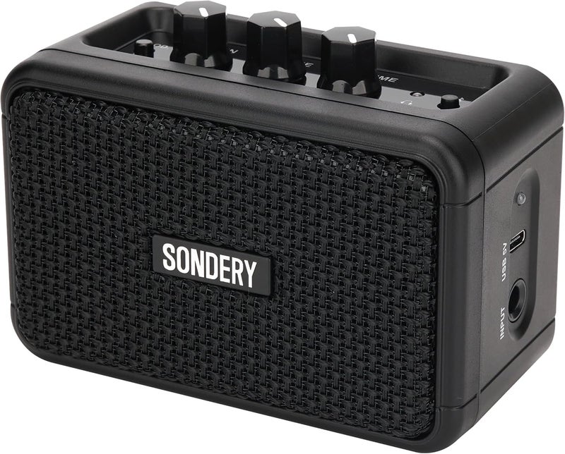 Sondery مضخم صوت صغير للجيتارات الكهربائية 5 واط مع مكبرين قابل لإعادة الشحن محمول للتدريب مضخم صغير مع تأثيرات Overdrive / Clean وبلوتوث - Image 1